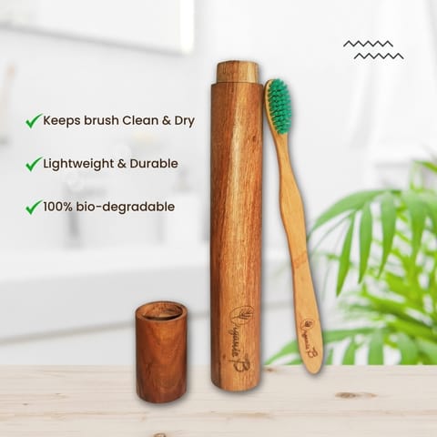 Organic B Pure Margosa Neem toothbrush with Travel Case | Green