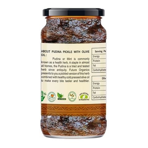 Future Organics Pudina Pickle with Olive Oil 220 gms