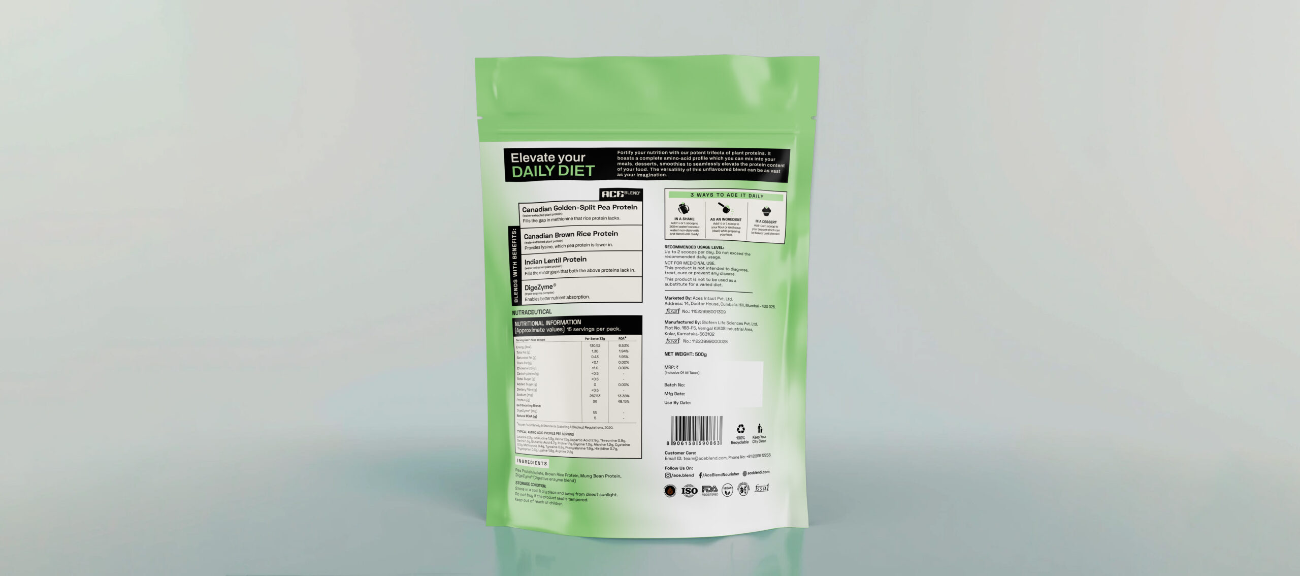 aceblend plant protein complex back