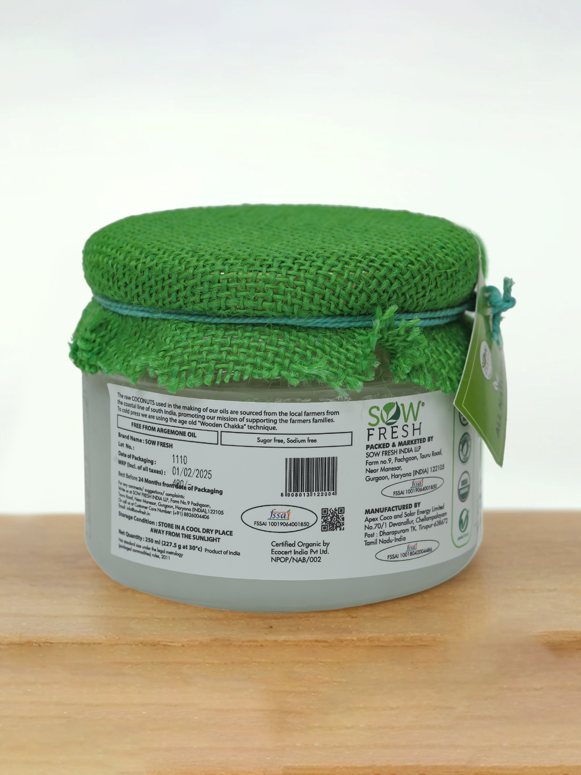 Cold pressed organic coconut oil mid back 2 M